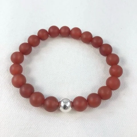 Best bangle bracelets with pastel-colored stones for a soft and delicate appearance-Men's Bracelet,Sardonyx with Sterling Silver Bead