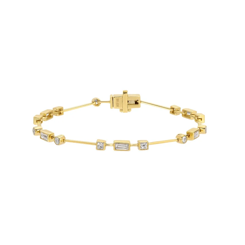 Best bangle bracelets with enamel floral patterns for a delicate and feminine touch-14K Diamond Tennis Bracelet