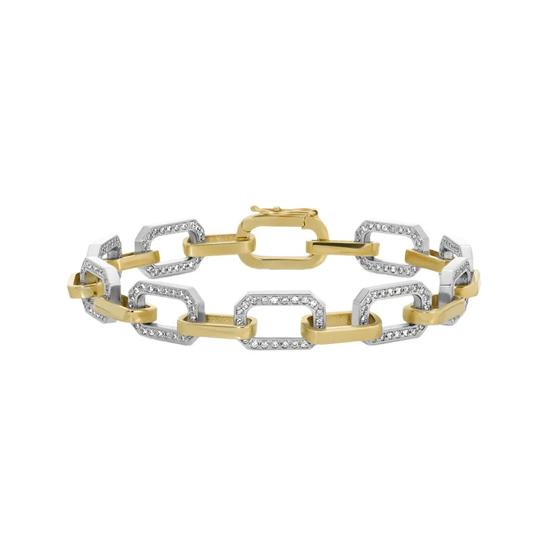 Simple gold bangle bracelets with smooth finishes for a classic and elegant style-Diamond Octagon Link Chain Bracelet