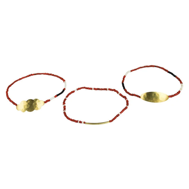 Best bangle bracelets with stacked designs for a trendy and fashionable look-Quay Beaded Bracelets, Red - Asst/3