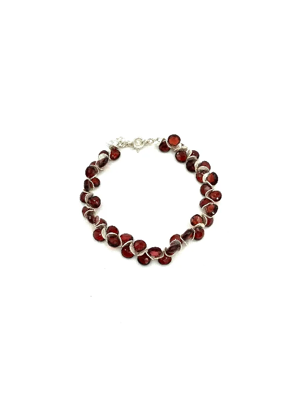 Best bangle bracelets with gold-filled material for an affordable luxury option-Signature Garnet/Sterling Bracelet