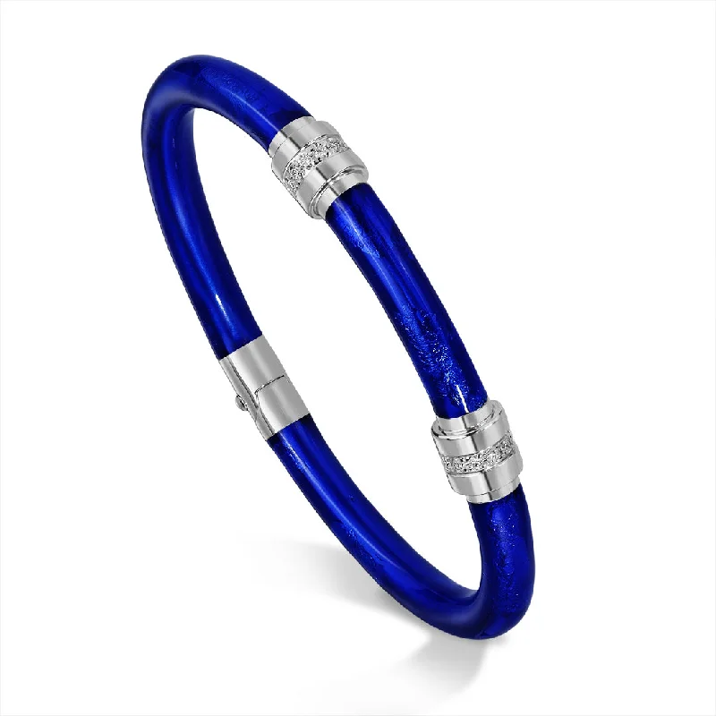 Best bangle bracelets with crystal inlays for a sparkling, glamorous appearance-SOHO Cobalt Blue Bracelet with Diamonds