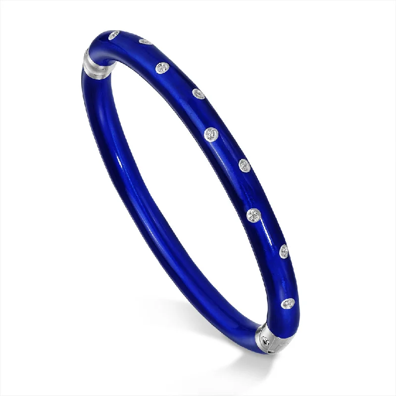 Stackable bangle bracelets with customizable charms for a personalized collection-SOHO Cobalt & Diamond Bracelet