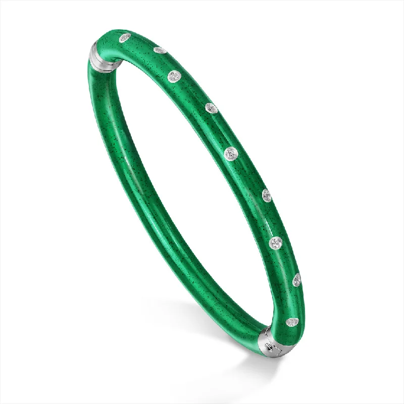 Best bangle bracelets with cubic zirconia for a dazzling and affordable alternative to diamonds-SOHO Emerald Enamel Bracelet with Diamonds