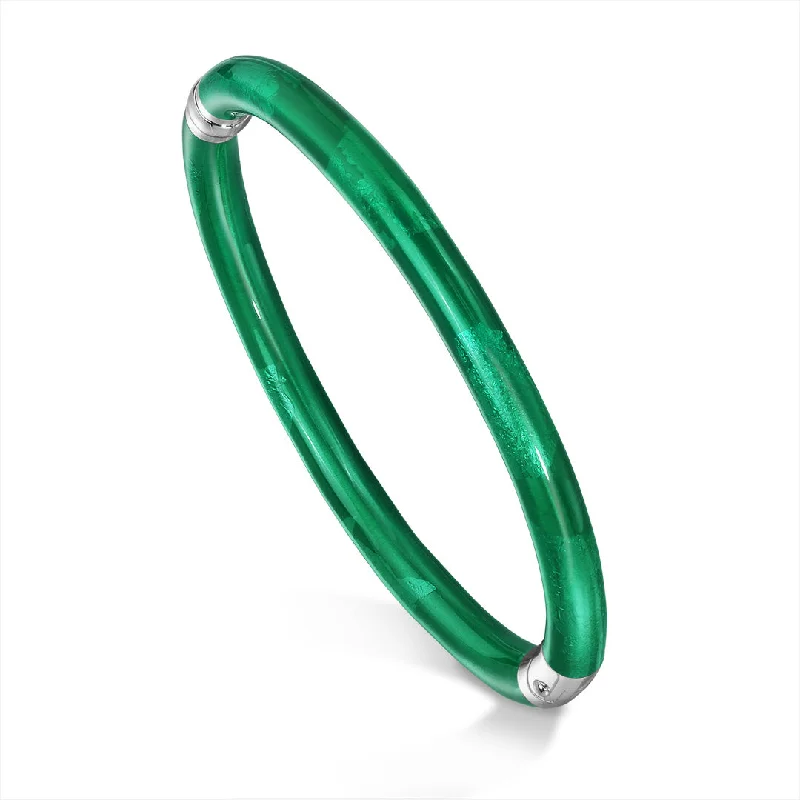 Simple bangle bracelets with open designs for a trendy and minimalist style-SOHO Emerald Enamel Bracelet