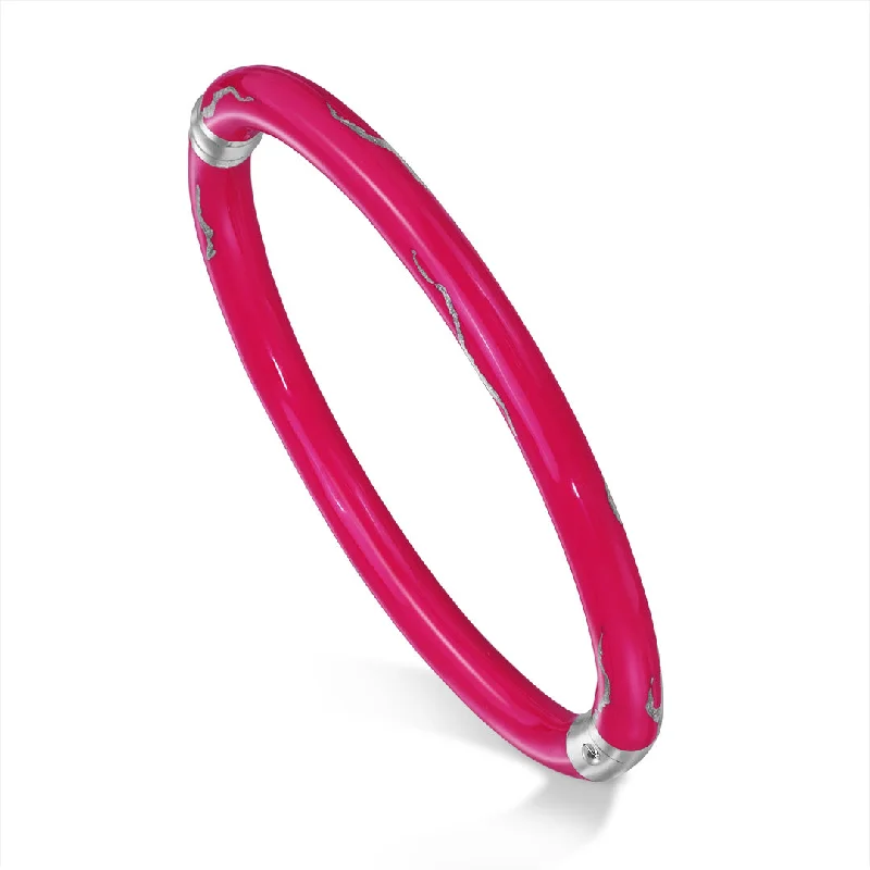 Best bangle bracelets with hammered gold finishes for a textured, rustic feel-SOHO Magenta Enamel Bracelet