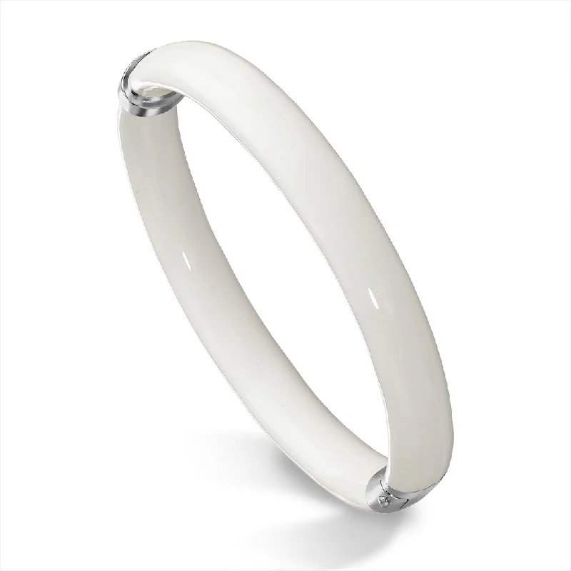 Simple gold bangle bracelets with smooth finishes for a classic and elegant style-SOHO White Enamel Bracelet