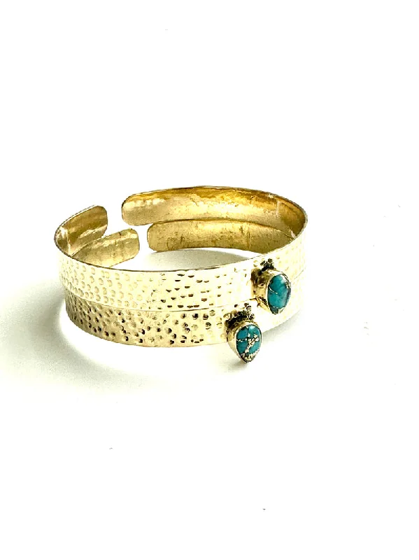 Best bangle bracelets with cubic zirconia for a dazzling and affordable alternative to diamonds-Sola Turquoise Hammered Bracelet Cuff