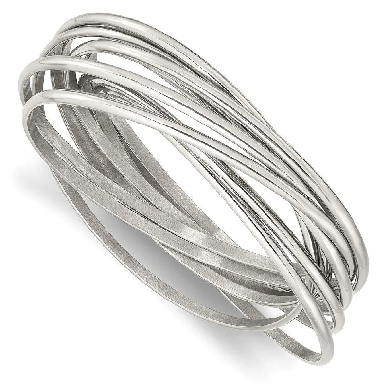 Best bangle bracelets with minimalist silver designs for a timeless, versatile look-Stainless Steel Intertwined Bangle Bracelet