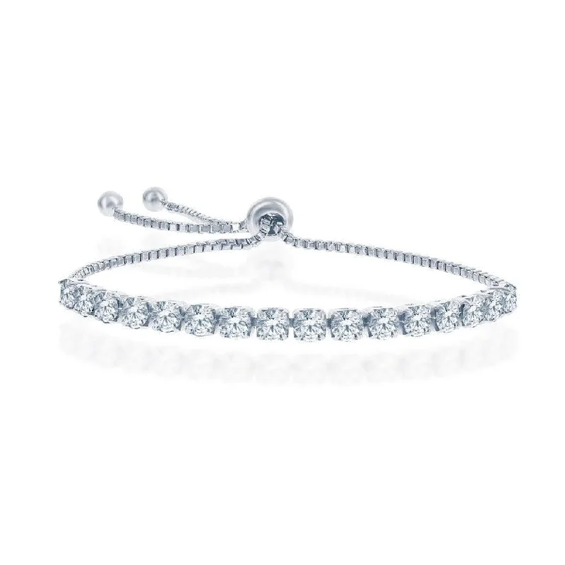 Best bangle bracelets with nature-inspired designs like leaves and flowers-Sterling Silver 4mm Crystal "April" Swarovski Adjustable Bracelet