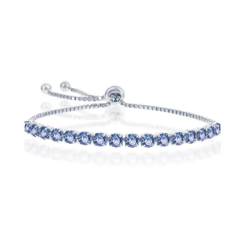 Elegant bangle bracelets with diamond-cut designs for added sparkle and elegance-Sterling Silver Sapphire "December" Swarovski Element Bracelet