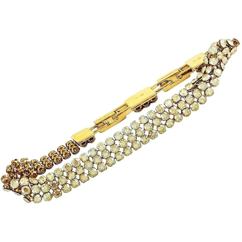 Vintage bangle bracelets with floral inlays for a romantic and retro design-Swarovski Women's Bracelet - Fit Crystal Yellow Gold Steel Mesh Bracelet | 5381138