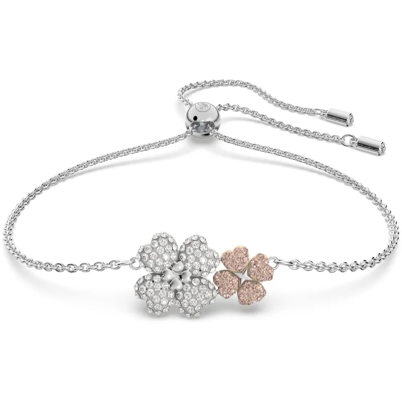 Best bangle bracelets with natural wood for a unique and earthy aesthetic-Swarovski Women's Bracelet - Latisha Flower Crystals Rhodium Plated | 5636590