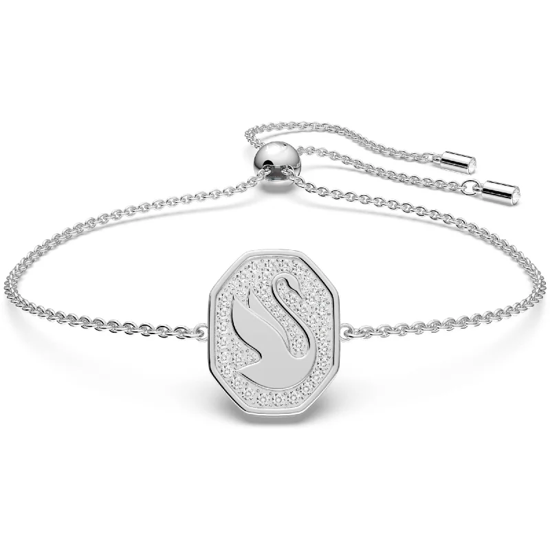 Best bangle bracelets with bright enamel colors for a fun and youthful style-Swarovski Women's Bracelet - Signum Swan Rhodium Plated White Crystal | 5621099