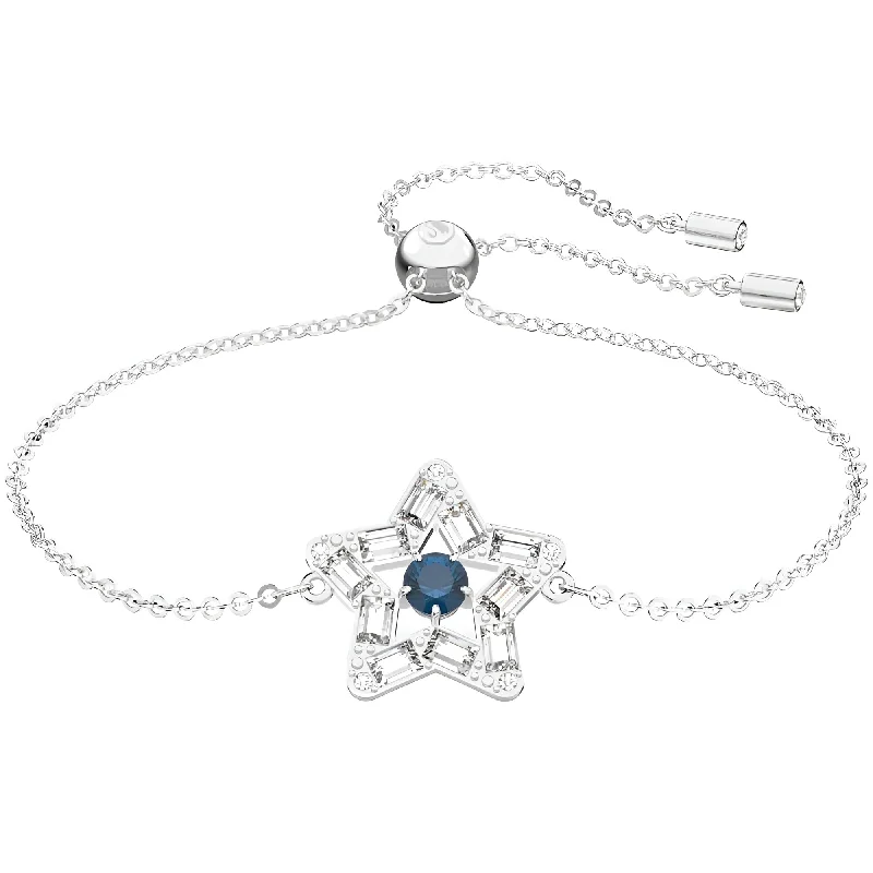 Best silver bangle bracelets with intricate detailing for a timeless and sophisticated style-Swarovski Women's Bracelet - Stella Blue Dancing Stone with Rhodium Plated | 5639187