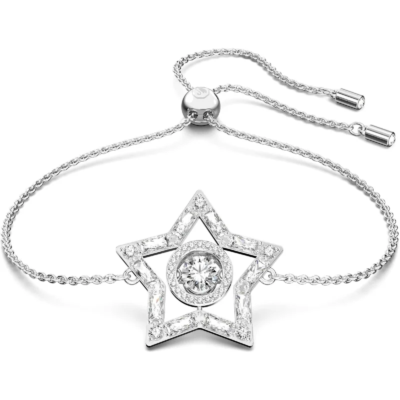 Best bangle bracelets with twisted rope designs for a textured, nautical-inspired look-Swarovski Women's Bracelet - Stella Rhodium Plated White Crystals Star | 5617881