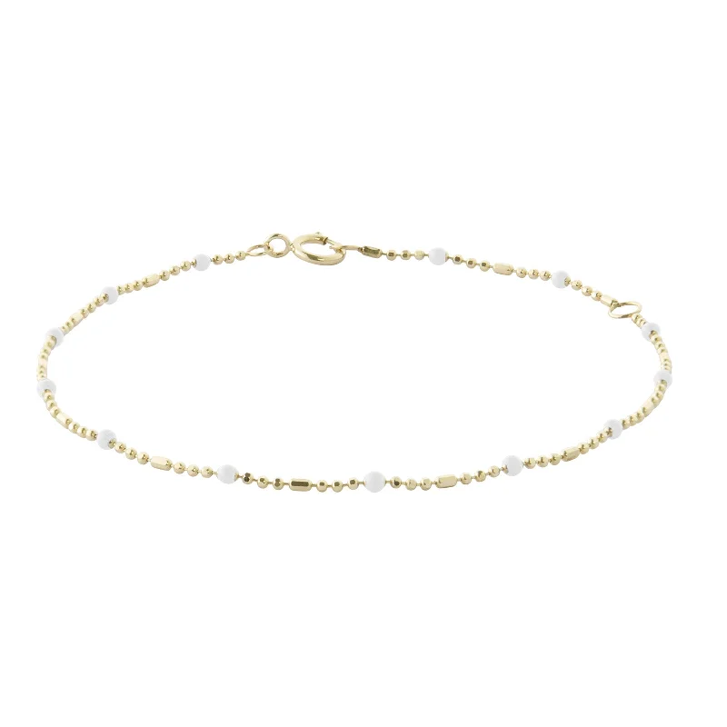 Best bangle bracelets with pastel-colored stones for a soft and delicate appearance-Blanc Dot Ball Chain Bracelet