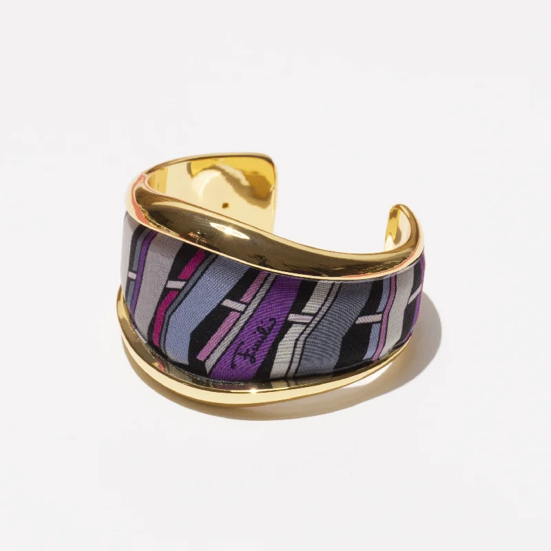 Best bangle bracelets with gold-plated finishes for an affordable luxury option-VINTAGE SCARF BANGLE (PUCCI)